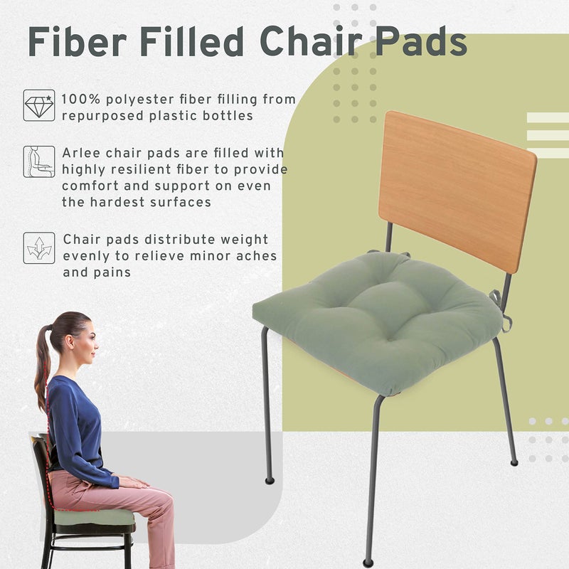 Arlee Micro Fiber Polyester Chair Pads, 2 Count (Pack of 1), Olive - Image 3